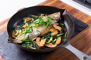 Steamed Striped Bass with Ginger and Scallions