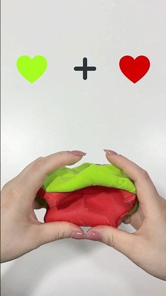 Oddly Satisfying Clay Slime Mixing ASMR: Neon Green & Red