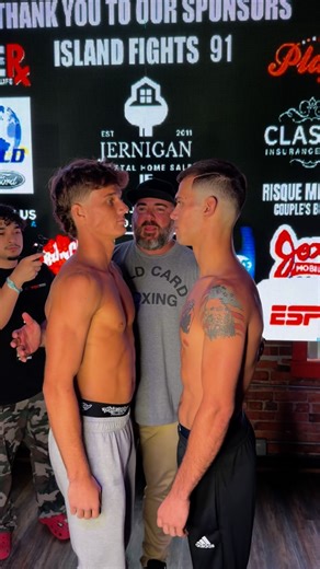 1.2K views · 37 reactions | @colingoodmann & @alexrileymma lock eyes in one final stare down before they square off tomorrow Don’t miss the action tomorrow night! Fight card starts at 6:30pm CST, Live and Free on the Island Fights YouTube! Be sure to get your tickets at islandfights.com Island Fights 91: Pensacola Bay Center ️Friday, September 12th Pensacola, Florida | Island Fights | Facebook