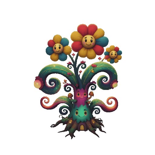 Cartoon forest plant, stylized exaggerated features STL - 3D Print Plant | Miniature | Decor | Diorama | High Detail | Easy Print | STL File