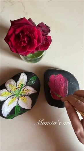 Easy Floral Rock painting | #art #youtubeshorts #shortfeeds #shorts
