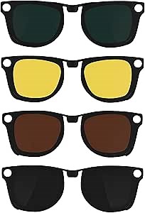 HIBLOKS 4Pcs Polarized Clip for Ray-Ban Meta Wayfarer RW4008 & Gen 2 RW4012 Large (53-22), Discoloration Clip-on for Meta Wayfarer Gen 2 Protect Your Eyes, Cool and Fashion (Black+Green+Brown+Yellow)