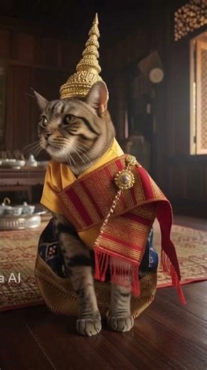 Cat in Laos traditional dress 🇱🇦😻 #cat #laos #catshorts #funnycats