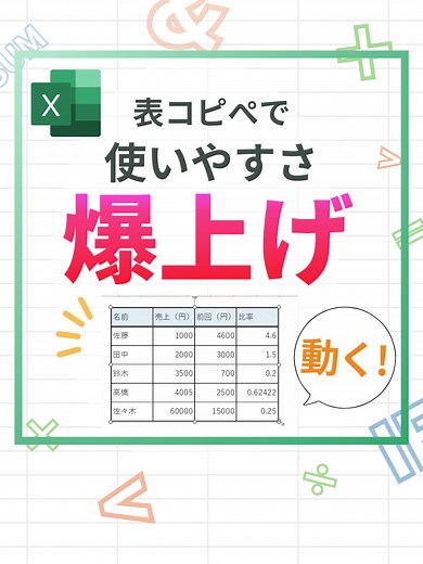 表のコピぺで使いやすさ爆上げ！ #Excel #エクセル #エクセル便利技