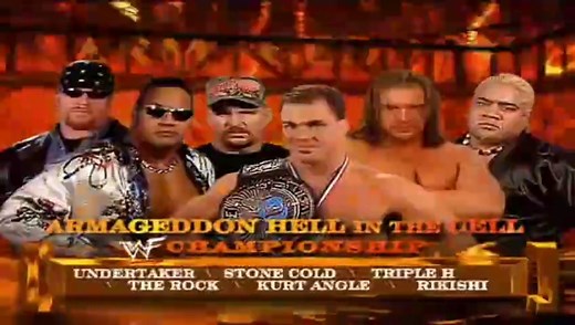 WWF Armageddon 2000 - Triple H vs Kurt Angle vs The Undertaker vs Rikishi vs The Rock vs Stone Cold 