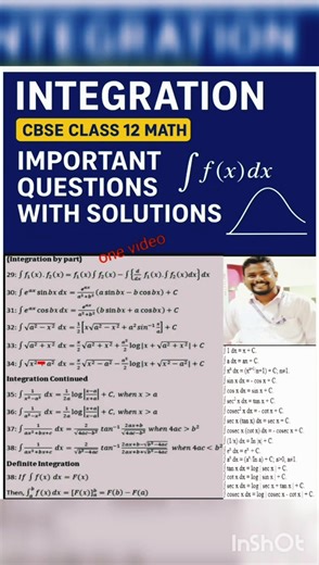 #Integration#Class12Math #CBSE #Calculus#MathForBoardExam #integration Formulas #ImportantQuestions