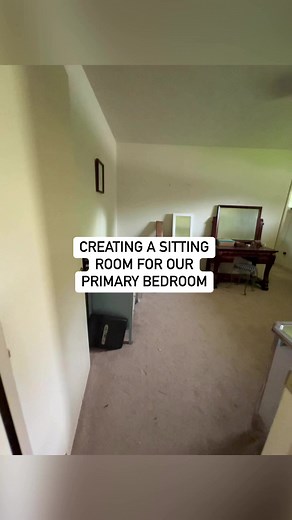 One of the best things we did was create a beautiful entrance into our primary room with this additional sitting room area. Completed exactly a year ago, that blue porcelain tile is still such a favorite 😍 #diyprojects #renovation #porcelaintiles | She’s the Carpenter