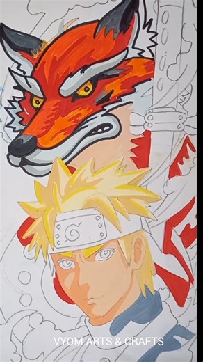 Naruto With Nine Tails Fox Drawing 🔥 | Easy Anime Art #shorts