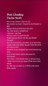 Taylor Swift - Pink Clouding #lyrics #taylorswift #pinkclouding #tloas