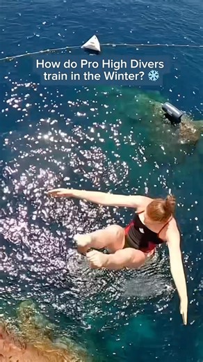 How do pro cliff divers train in the winter? ❄️ #bravegang