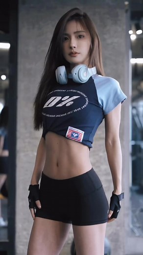 Beautiful Asian fitness model #female muscle