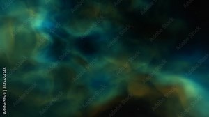 Traveling through space nebula and star fields in deep space. 3D animation