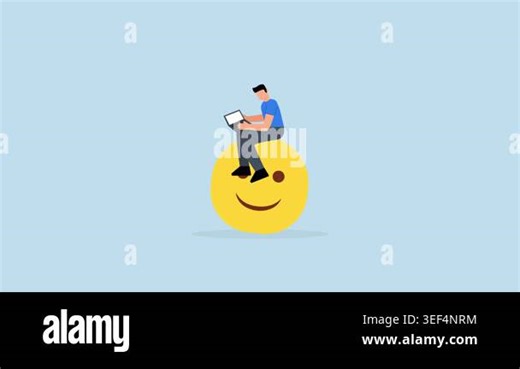 Work happiness, content entrepreneur using computer with cheerful expression Stock Video Footage - Alamy