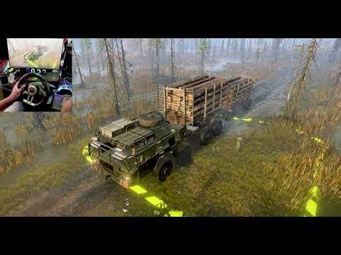 Medium logs delivery with Ziks 67096 in snow runnner || Snow runner gameplay with steering wheel