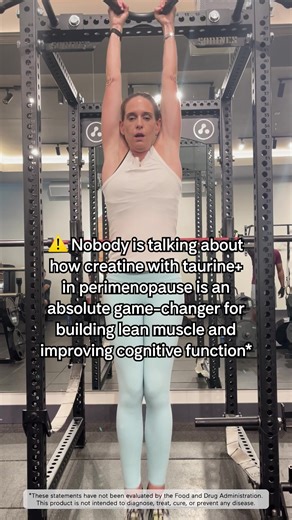 The SHOCKING TRUTH behind muscle loss in perimenopause 👀 Women have 70-80% lower creatine stores than men 😅, and creatine supplementation shows particular benefits before, during, and after menopause! Clinical studies show it can benefit skeletal muscle size and function in postmenopausal women when combined with resistance training.* Meet the advanced formula trusted by scientists and doctors for maintaining strength & muscle through perimenopause:* • ✨ 5g premium creatine 2g taurine for opti
