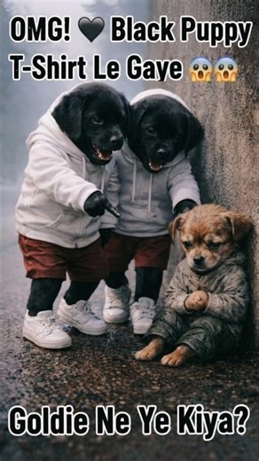 “OMG! 🖤 Black Puppy T-Shirt Le Gaye 😱, Goldie Ne Ye Kiya! 🐶💖 #CutePuppy #Heartwarming”
