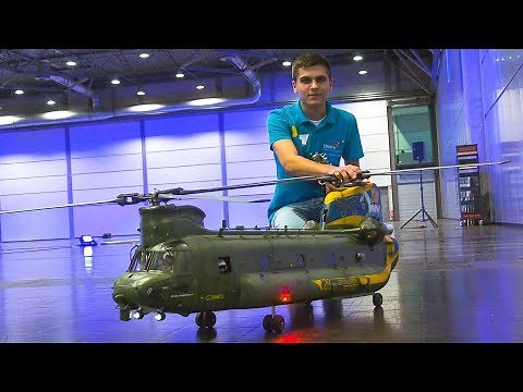 HUGE RC SCALE MODEL HELICOPTER BOEING-VERTOL CH-47 CHINOOK!! * INDOOR DEMO FLIGHT