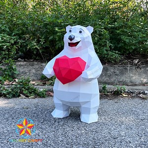 Polar Bear With Heart Papercraft Template: Diy Low Poly Polar Bear, 3D Paper Model, Home Decor, Valentines Day - PDF, Studio, SVG Files - Etsy