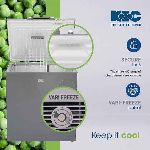 Experience Unmatched Flexibility with KIC's Chest Freezers! Introducing Vari-Freeze, your ticket to switching between freezing, chilling, and cooling at your convenience. From frozen feasts to refreshing beverages, it's got you covered! And for added peace of mind, our KIC Chest Freezers come with a Secure Lock feature, making them safely lockable. Keep your precious recipes secure and your mind at ease. Explore these amazing features on our website or in-store and keep your items fresh and secu