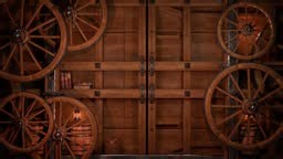 An intricate steampunk frame, adorned with gears, wheels, clockwork,...