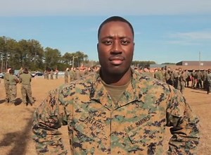 Cpl. Carlos Artagos VI, a native of Cleveland, Ohio, shows support for his favorite football team, the Ohio State Buckeyes, for their playoff game against the Alabama Crimson Tide, Jan. 1, 2015. Artagos is stationed with Marine Wing Communications Squadron 28 at Marine Corps Air Station Cherry Point, N.C. | Marine Corps Air Station Cherry Point