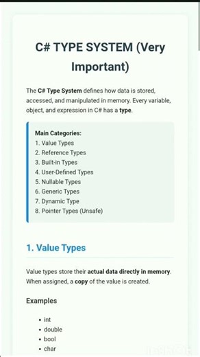 What is C# Type System? | Value vs Reference Types Explained 💡 | fyp | viral Shorts