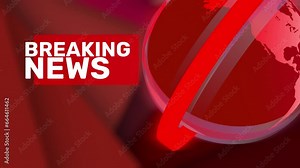 Breaking news intro template, television broadcast on earth globe background