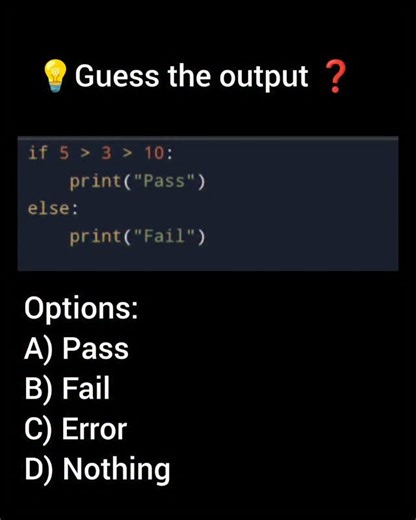Daily python tips on Instagram: "Comment your answer  ♥️Like ⏩Share it with your friends Save Follow @pythoneducator #python #pythondaily #pythonforbegginers #pythontips #pythontips #instagrowth #pythoncode #viral #pythonsnippet #pythonprogramm #viralreels #instaalgorithum#explorepage#explorereel#explore"