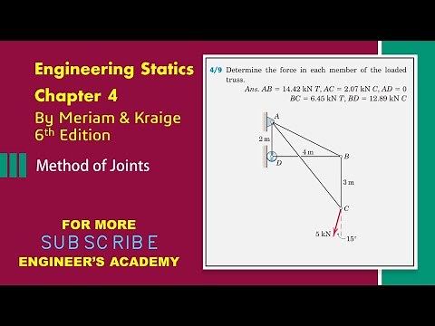 4-9 | Engineering Statics | Method of joints | Chapter 4 | Engineers Academy