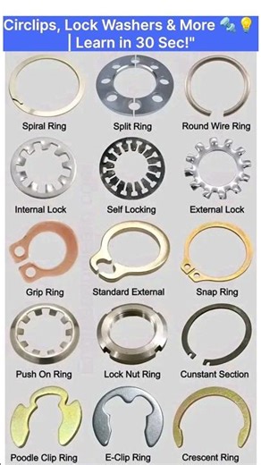 Circlips, Lock Washers & More 🔩💡 | Learn in 30 Sec!"