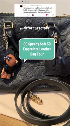 The lovely @Arty 🌙 wanted to know if the Speedy Soft Empreinte 30 holds its shape and how soft the leather is. Here is a bag tour video that answers her question, and maybe some of you are wondering the same thing. Hopefully this provides a helpful frame of reference when purchasing one from the inspired world. #fyp #LVspeedysoft30 #empreinteleather #authentic #bagtok