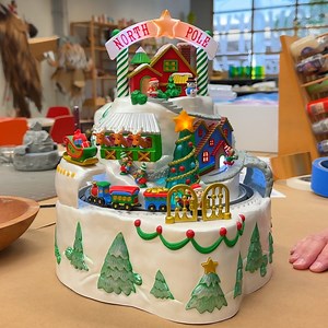 10K views · 200 reactions | Big Christmas magic? Look no further than Keepsake Artist Sharon Visker's North Pole Village! This amazing table decoration features lights, sound and motion. Get yours at Ornament Debut in October! ❤️六‍ https://bit.ly/4cI2Ouc | Hallmark Keepsake Ornaments | Facebook