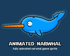 Animated narwhal by Robert Brooks - gamedeveloperstudio.com