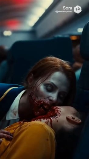 Zombie Female Eating Girl on a airplane
