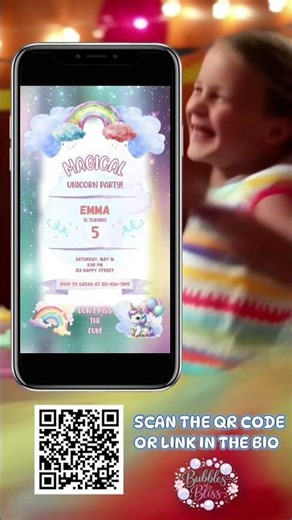 Unicorn Birthday Invitation | Colorful Rainbow Unicorn Party Invite | Digital Download