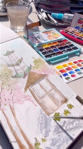 Sketch to Watercolor in Tivoli Gardens 🎨 | Satisfying Art Process