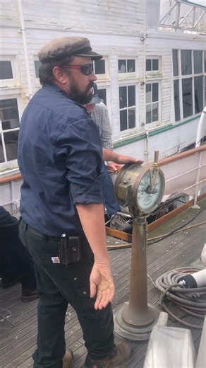 Ship engine room, telegraph demonstration