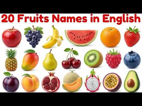 Learn 20 Fruits 🍎🍌 | Fruits Name in English for Kids | Easy Learning Video 🎉