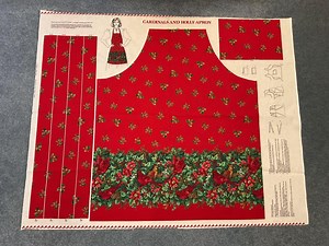 Vintage Cranston VIP Cardinals and Holly Apron Panel - Etsy