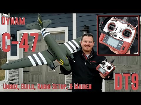 Dynam - C-47 Skytrain - 1470mm - Maiden Flight +Unbox, Build, Radio Setup with DT9 Transmitter