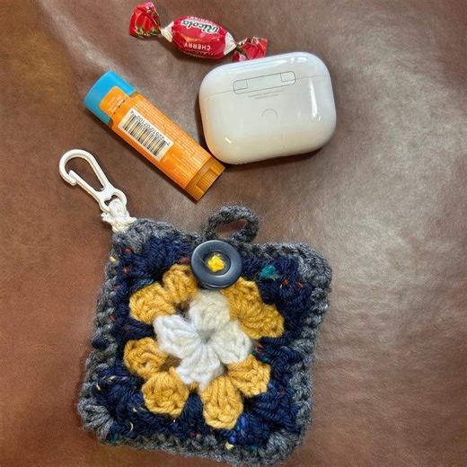 Crochet Mini Granny Square AirPod Pouch - Etsy