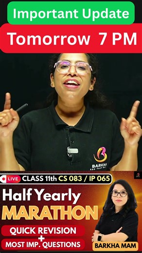 📢Get ready! 🌟Live at 7 pm |Half Yearly Marathon Session with Barkha Mam | Drop Class 9–12 Subject🔥