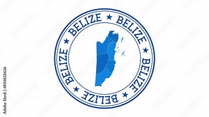 Belize intro. Badge with the circular name and map of the country. Belize round logo animation. Stock Video