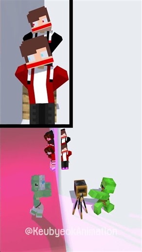 JJ&JJ sister & Dark JJ&JJ sister, Wall-Playing Tutorial - MAIZEN Minecraft Animation