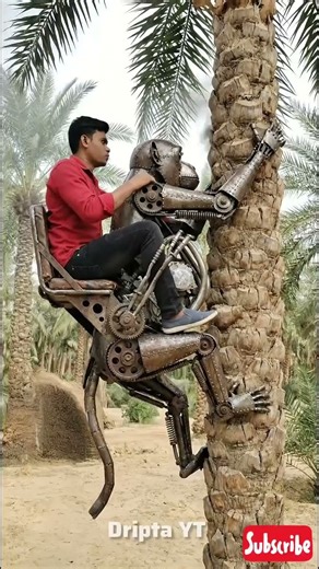 climbing dates tree with mechanical monkey 🐒 #funny #shorts