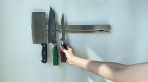 12 Inch Magnetic Knife Holder for Wall with 6 Hooks No Drill-Double Magnetic Bar Strong Adhesive Knife Magnetic Strip-Kitchen Utensil Hanger-304 Stainless Steel Magnetic Kitchen Knife Rack