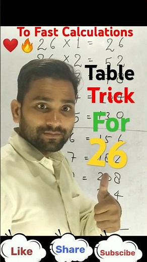 Easy Table Trick of 26 | Table of 26 | 1-100 table लिखने की trick #shorts​ #vedicmaths​ #ytshorts​