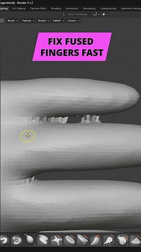 Fix Fused Fingers in Blender with Lasso Trim #blender #gamedev #digitalart #indiegamedev #unity