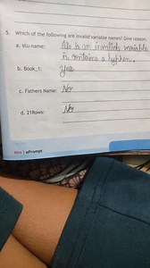 5. Which of the following are invalid variable names? Give re... | Filo