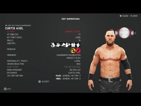 WWE 2K19 Curtis Axel Stats & Attributes